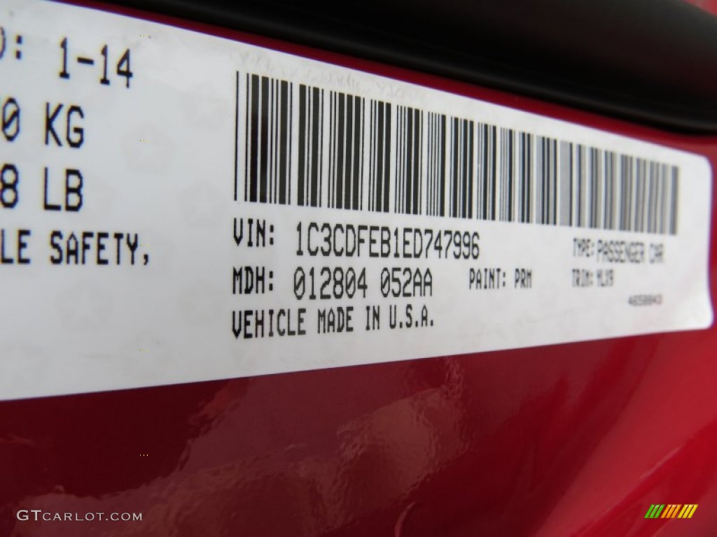 2014 Dart Color Code PRM for Redline 2 Coat Pearl Photo #91110569