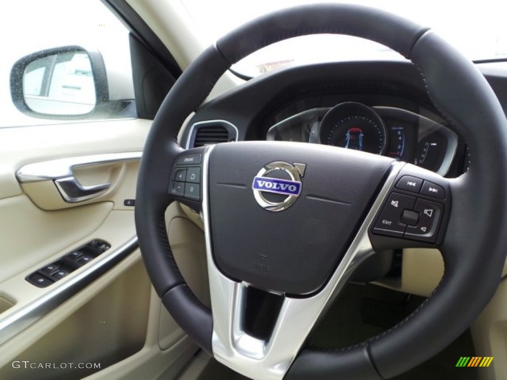 2015 Volvo S60 T5 Drive-E Soft Beige Steering Wheel Photo #91111876