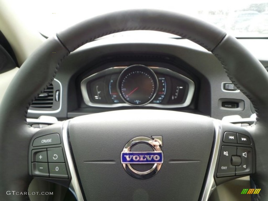 2015 Volvo S60 T5 Drive-E Soft Beige Steering Wheel Photo #91112051