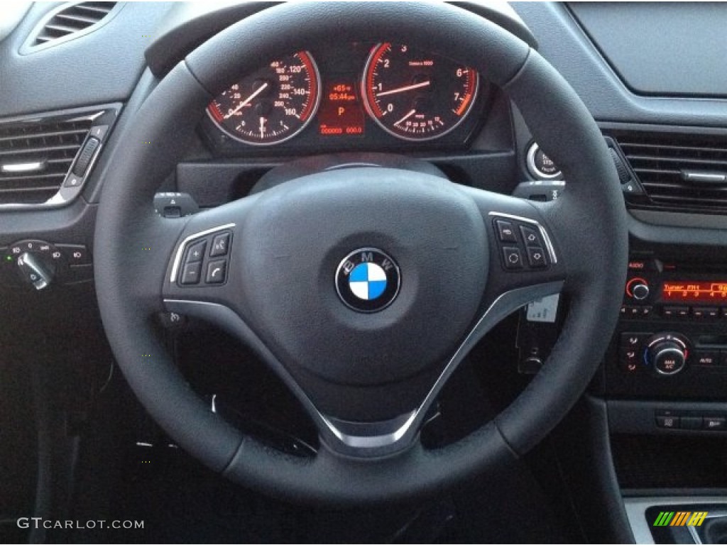 2014 BMW X1 xDrive28i Black Steering Wheel Photo #91115738