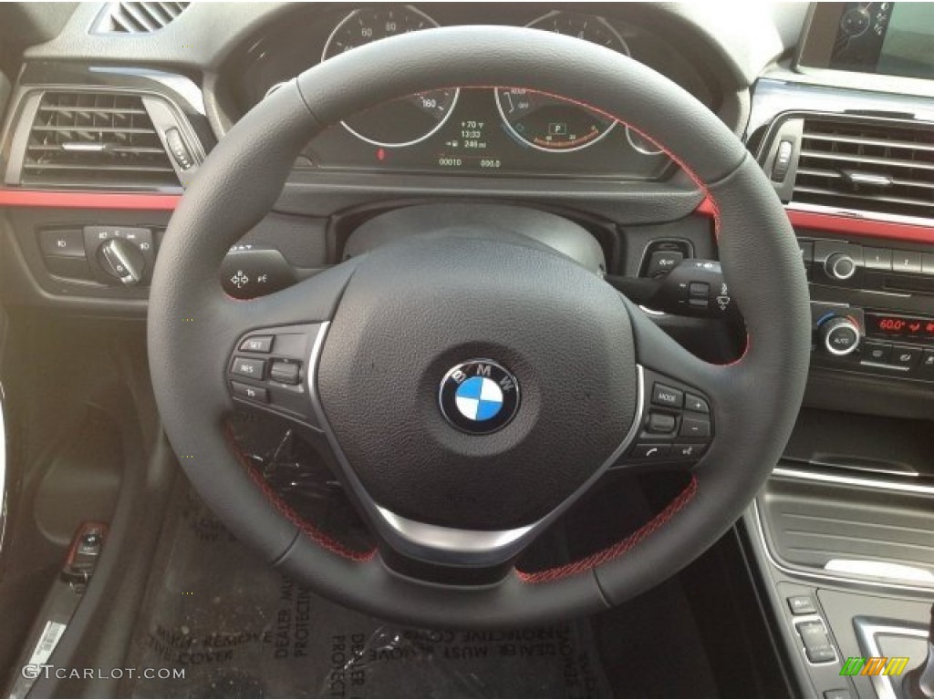 2014 BMW 3 Series 328i Sedan Black Steering Wheel Photo #91116446