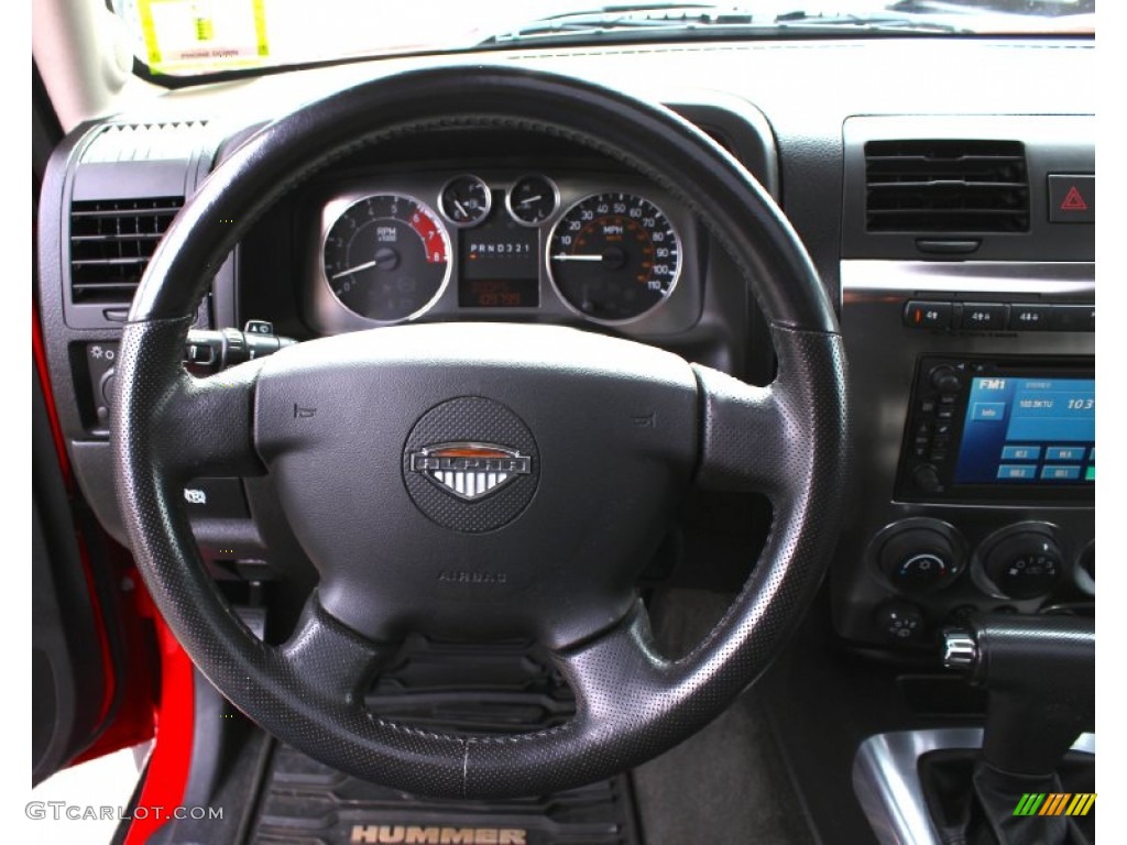 2008 Hummer H3 Alpha Ebony Black Steering Wheel Photo #91123778