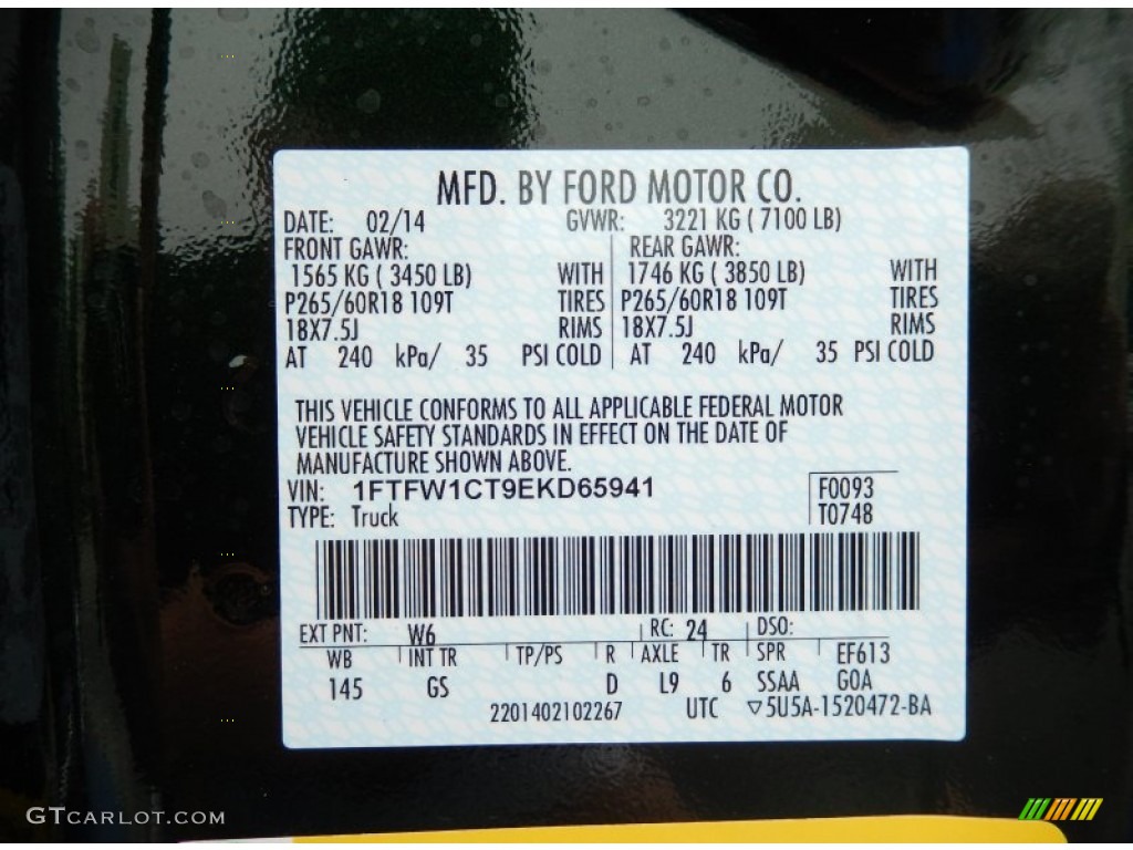 2014 F150 Color Code W6 for Green Gem Photo #91130805