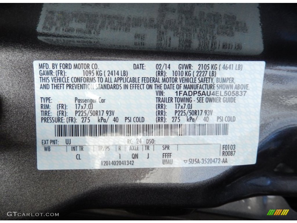 2014 C-Max Color Code UJ for Sterling Grey Photo #91131159