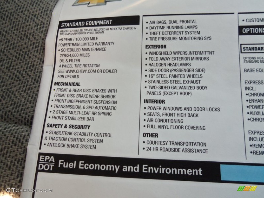 2014 Chevrolet Express 3500 Cargo WT Window Sticker Photo #91134909