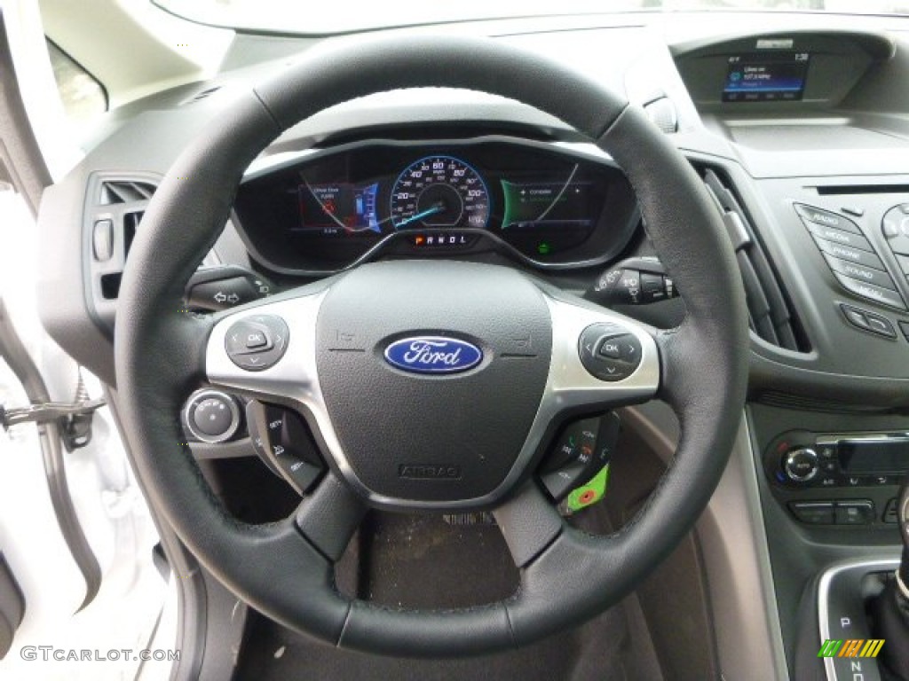 2014 Ford C-Max Hybrid SE Charcoal Black Steering Wheel Photo #91139547