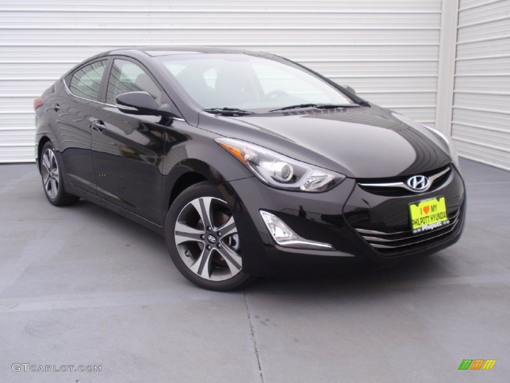 2014 Elantra Sport Sedan - Black Noir Pearl / Black photo #1