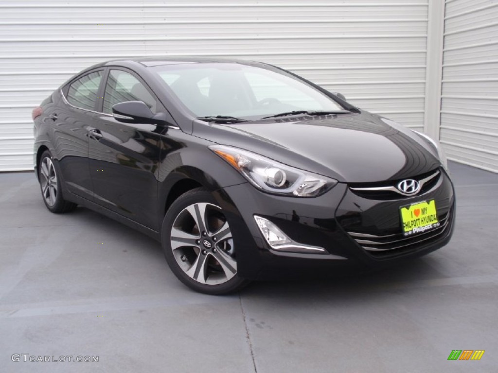 2014 Elantra Sport Sedan - Black Noir Pearl / Black photo #2