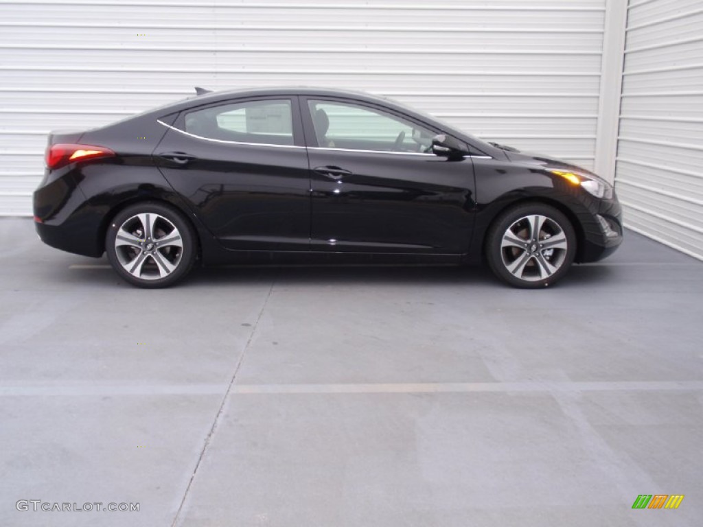 2014 Elantra Sport Sedan - Black Noir Pearl / Black photo #3