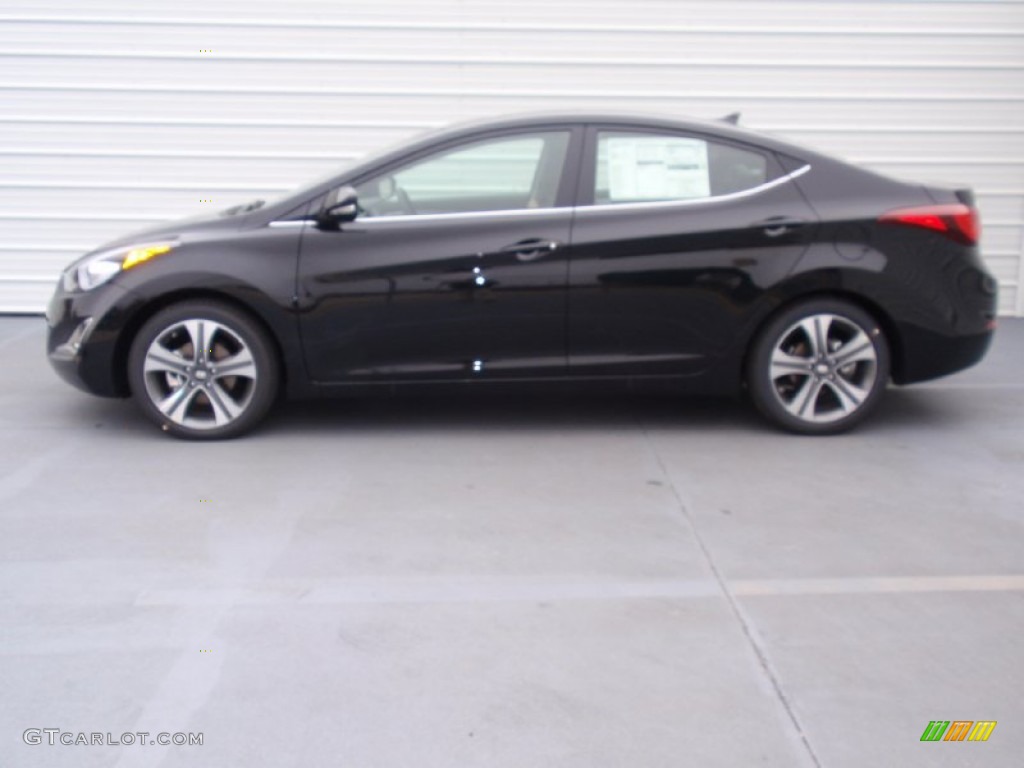 2014 Elantra Sport Sedan - Black Noir Pearl / Black photo #6