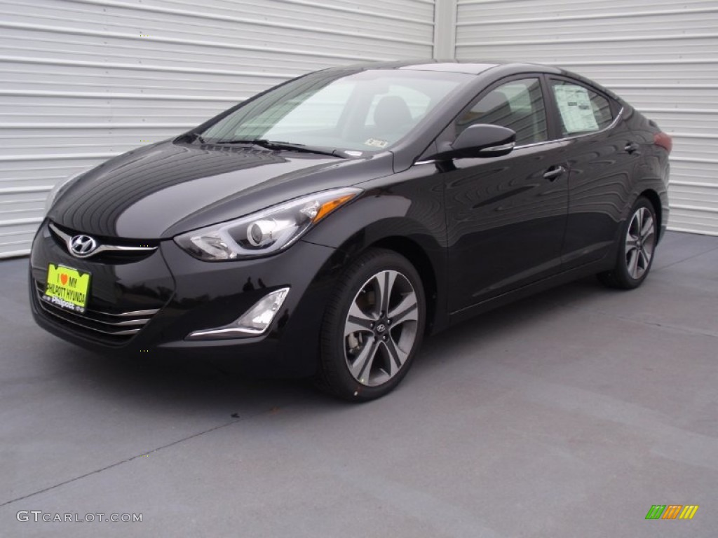 2014 Elantra Sport Sedan - Black Noir Pearl / Black photo #7