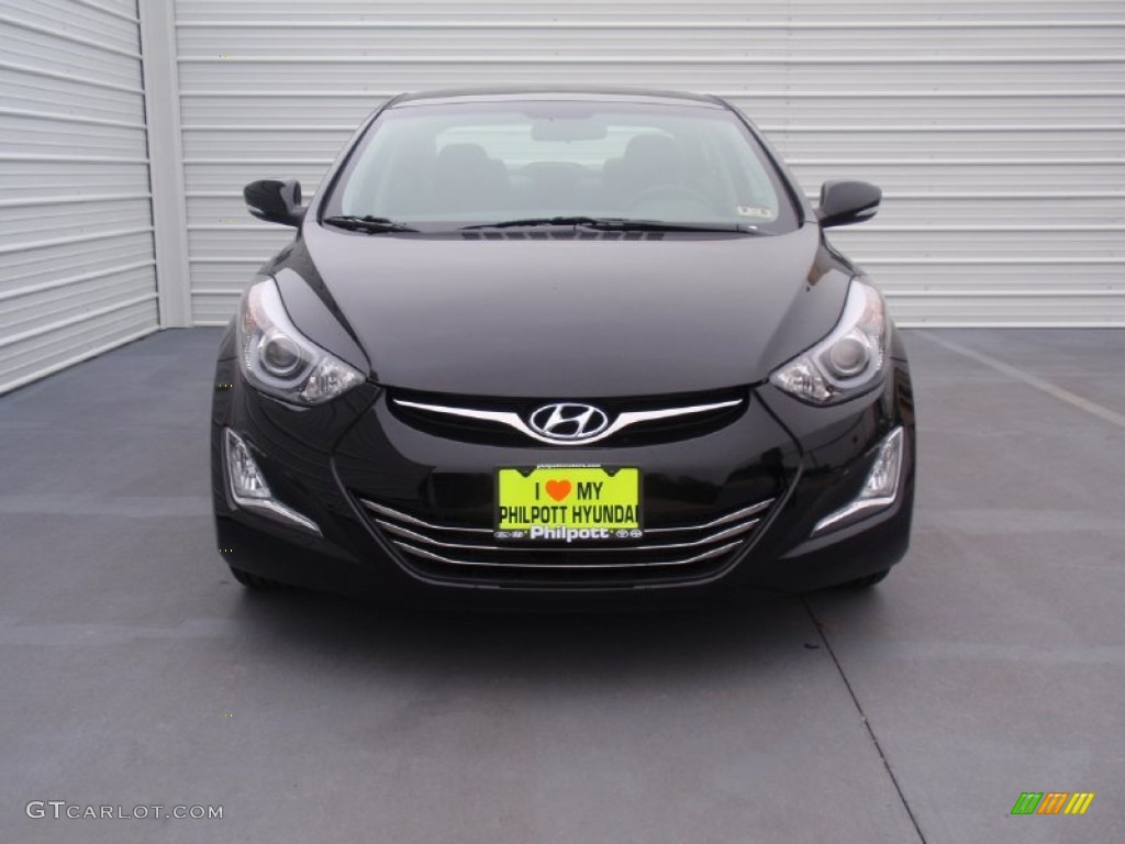 2014 Elantra Sport Sedan - Black Noir Pearl / Black photo #8