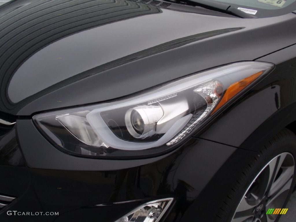 2014 Elantra Sport Sedan - Black Noir Pearl / Black photo #9