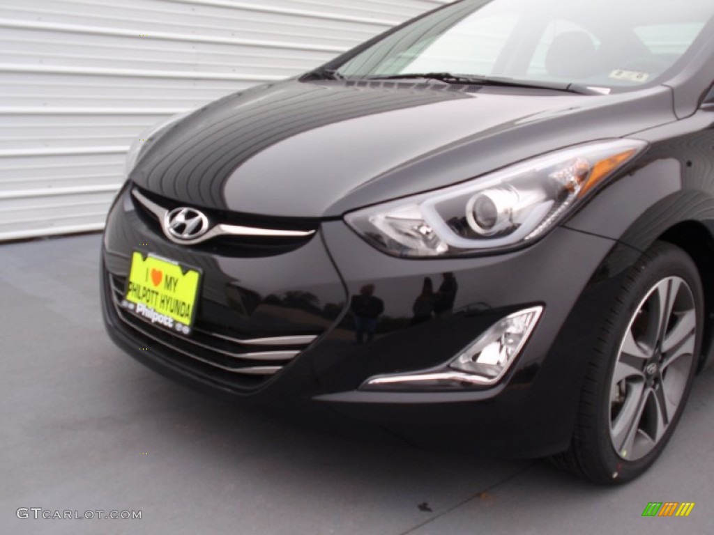 2014 Elantra Sport Sedan - Black Noir Pearl / Black photo #12