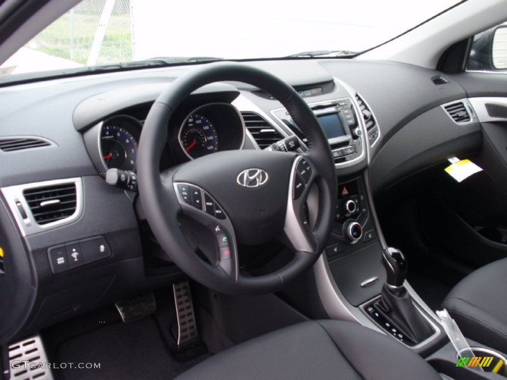 2014 Elantra Sport Sedan - Black Noir Pearl / Black photo #25