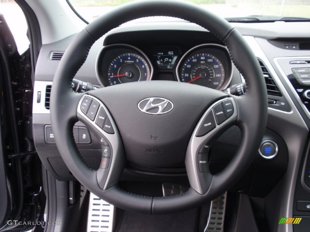 2014 Elantra Sport Sedan - Black Noir Pearl / Black photo #31