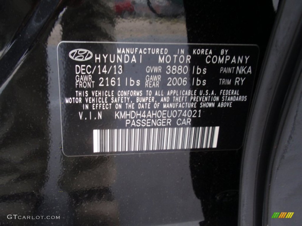 2014 Elantra Sport Sedan - Black Noir Pearl / Black photo #34