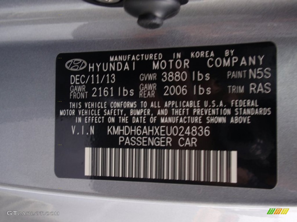 2014 Elantra Coupe Color Code N5S for Titanium Gray Metallic Photo #91142484