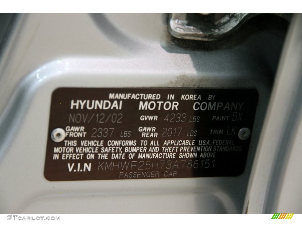 2003 Sonata GLS V6 - Brilliant Silver Metallic / Black photo #13