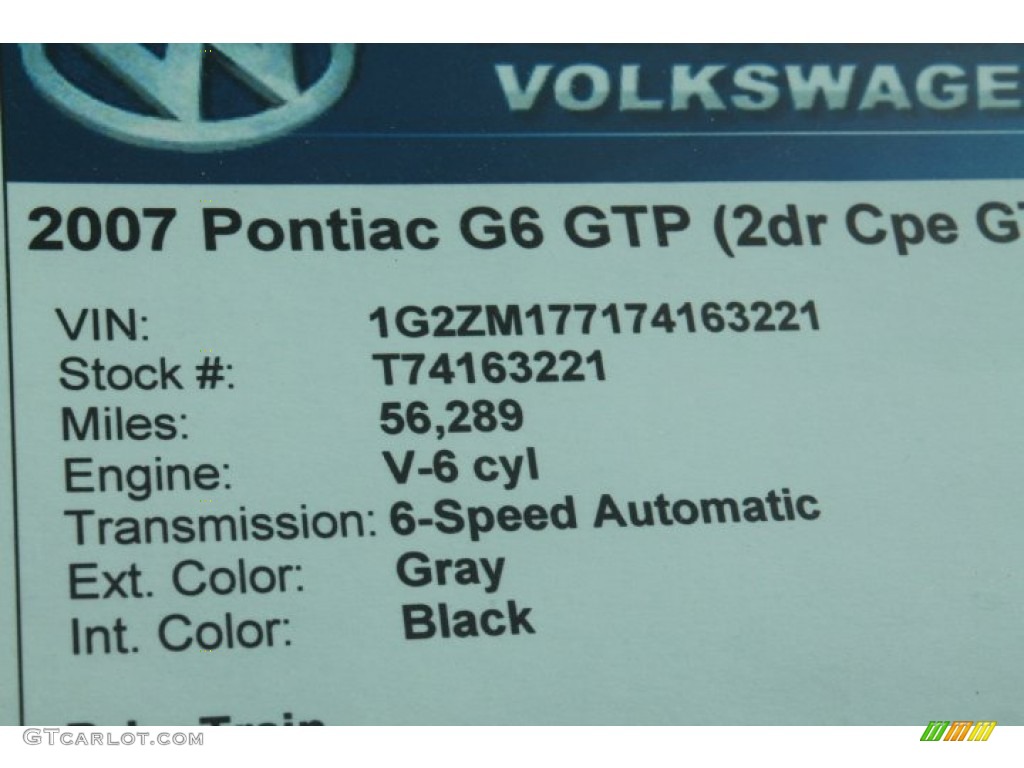 2007 G6 GTP Coupe - Dark Steel Gray Metallic / Ebony photo #33