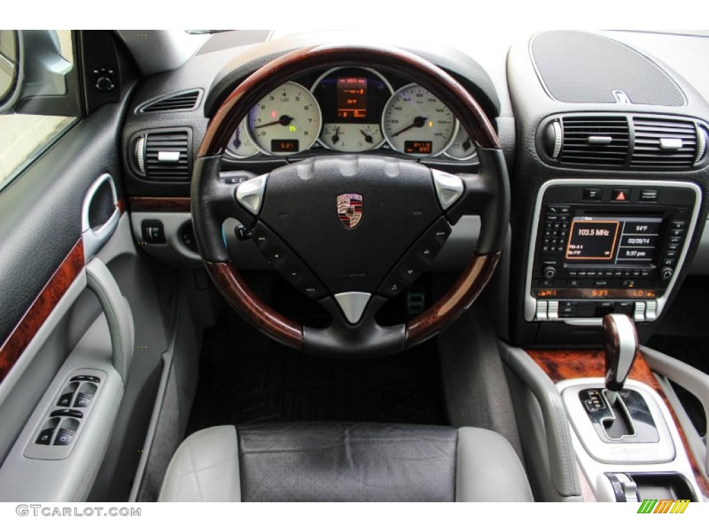 2006 Porsche Cayenne S Titanium Black/Steel Grey Steering Wheel Photo #91157616