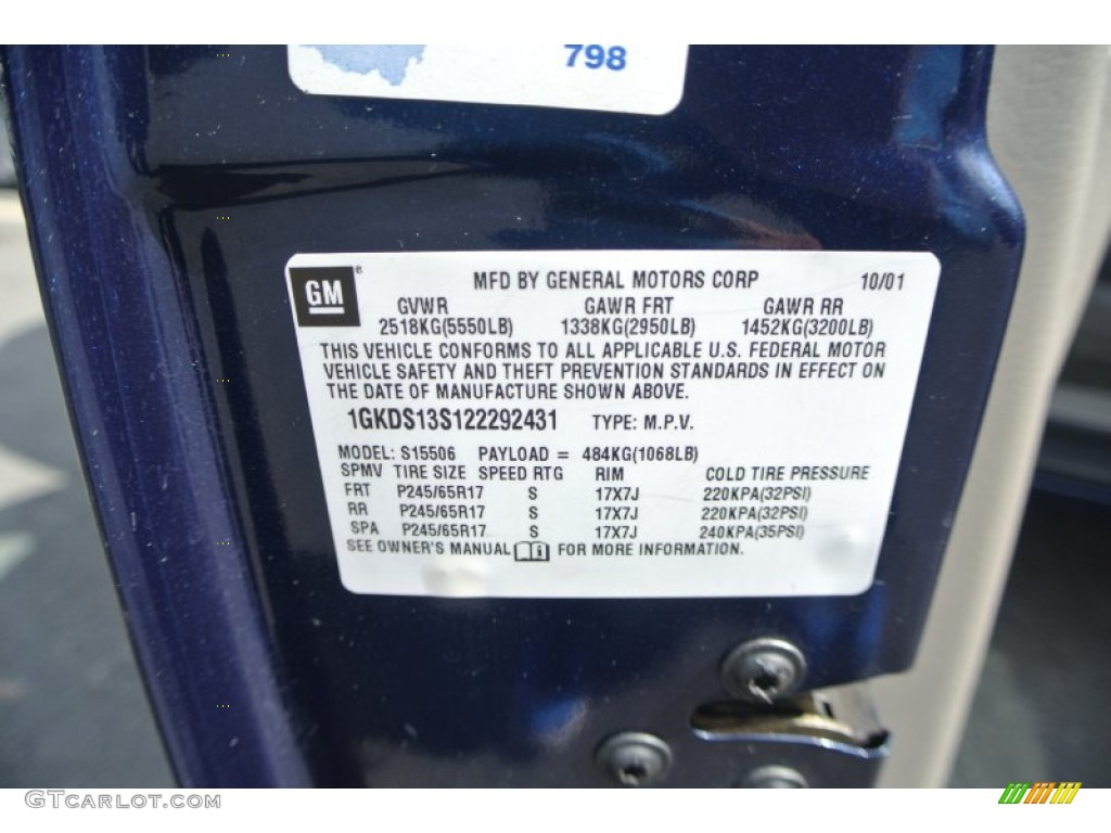 2002 Envoy SLE - Indigo Blue Metallic / Medium Pewter photo #7