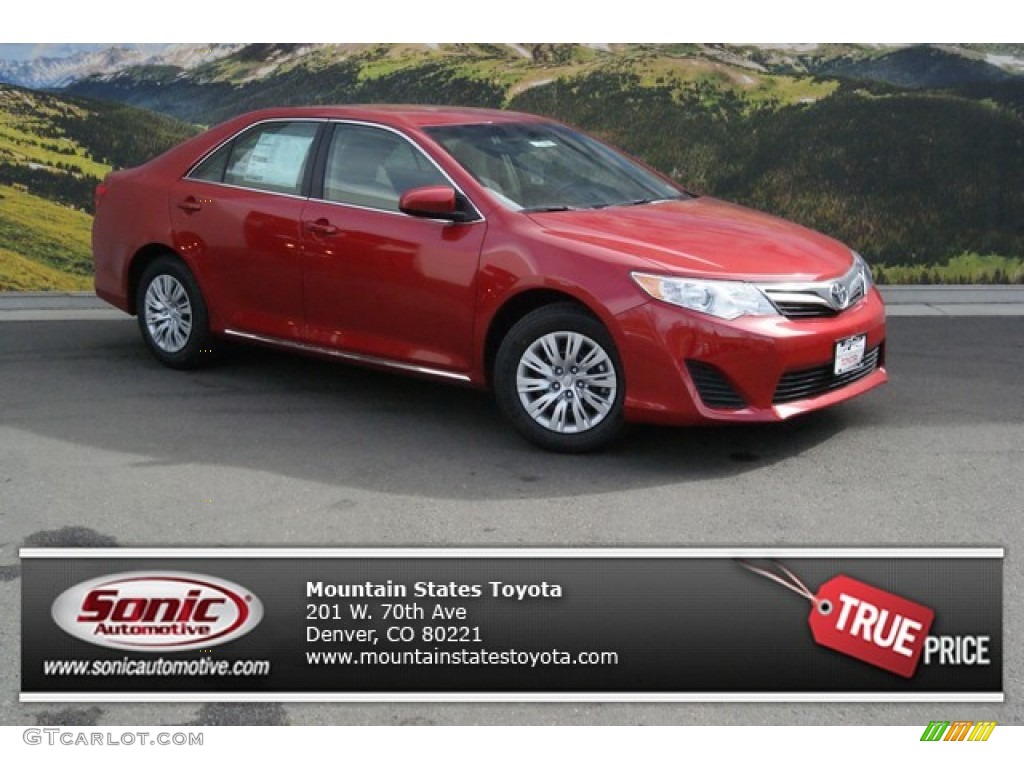 2014 Camry LE - Barcelona Red Metallic / Ivory photo #1