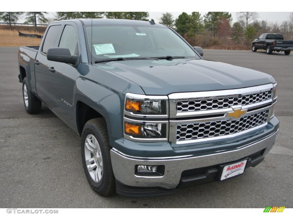 2014 Silverado 1500 LT Crew Cab - Blue Granite Metallic / Cocoa/Dune photo #1