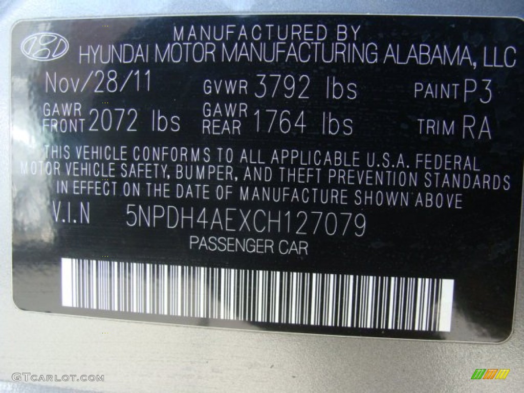 2012 Elantra GLS - Harbor Gray Metallic / Gray photo #29