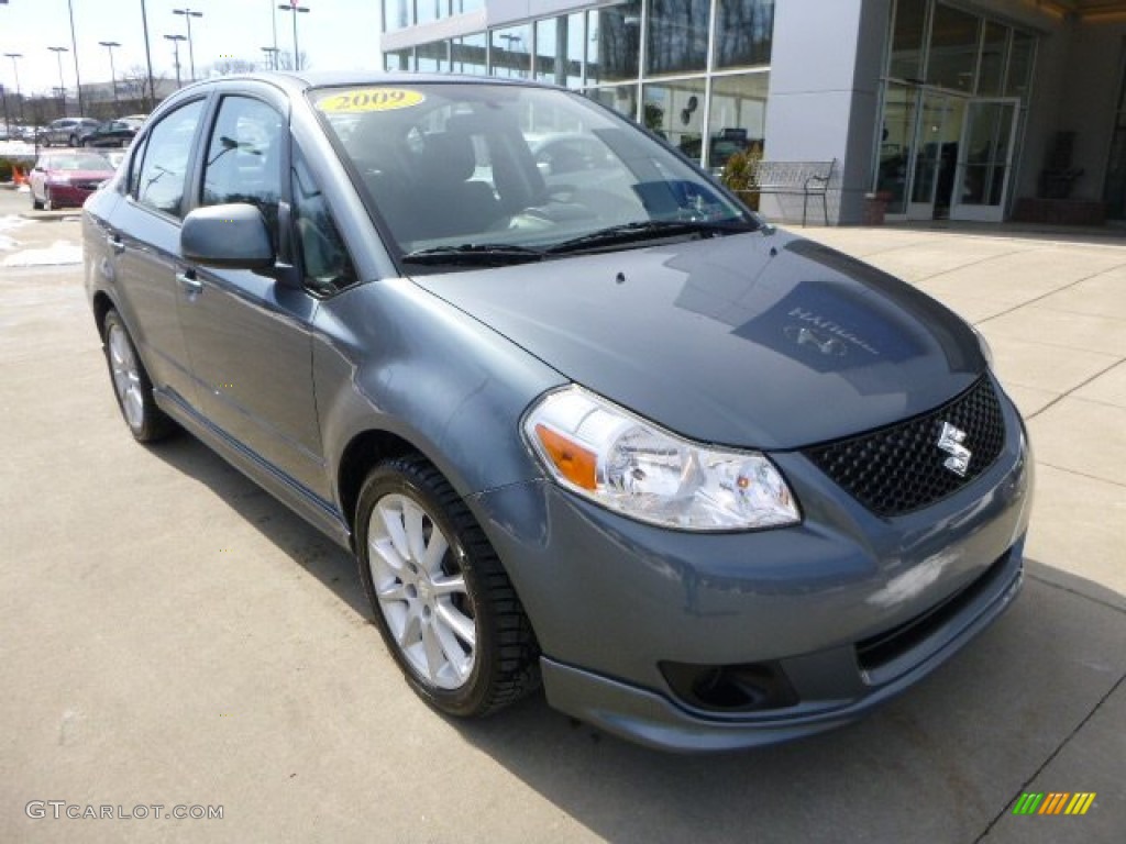 2009 SX4 Sport Sedan - Azure Gray Metallic / Black photo #8