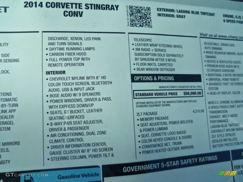 2014 Chevrolet Corvette Stingray Convertible Window Sticker Photo #91201597