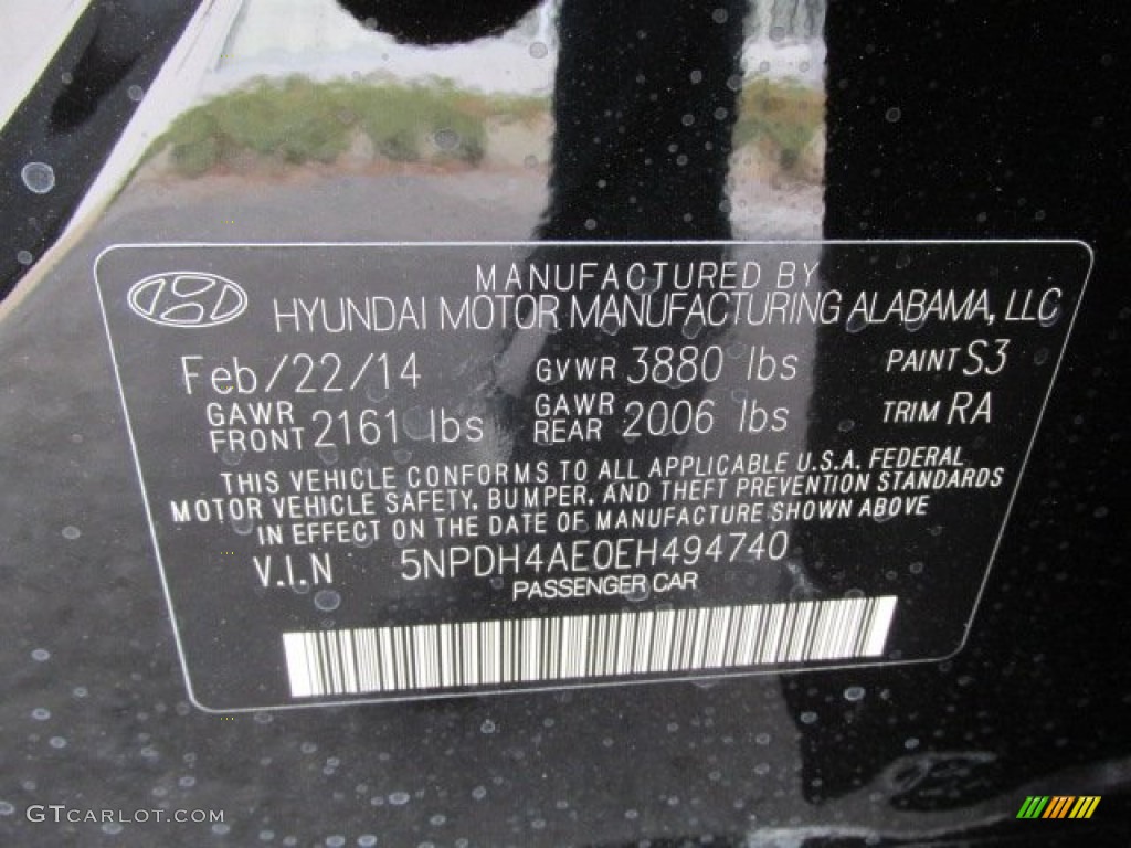 2014 Elantra SE Sedan - Black / Gray photo #15
