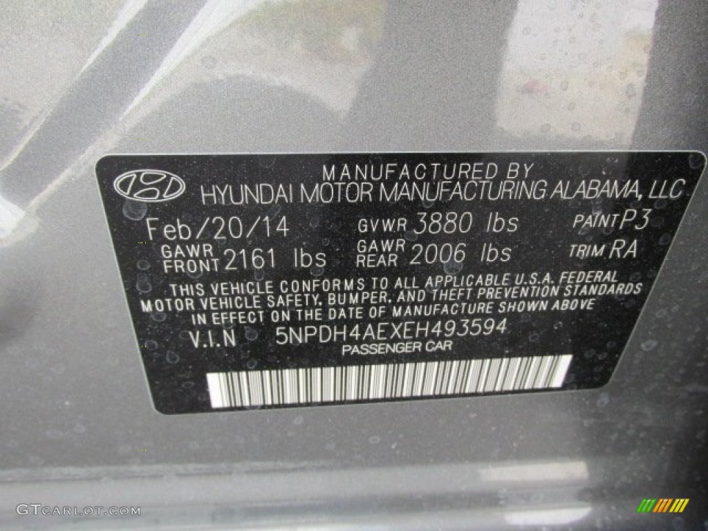2014 Elantra SE Sedan - Gray / Gray photo #15
