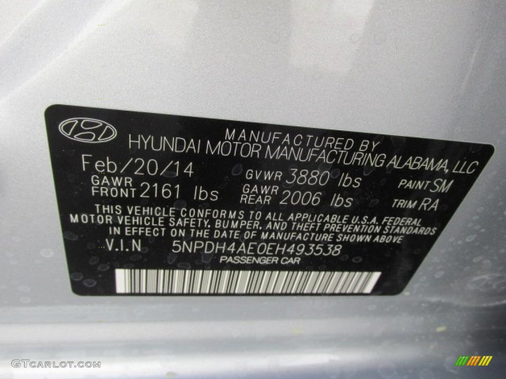 2014 Elantra SE Sedan - Silver / Gray photo #15