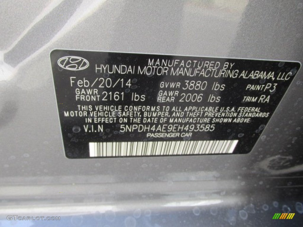 2014 Elantra SE Sedan - Gray / Gray photo #15