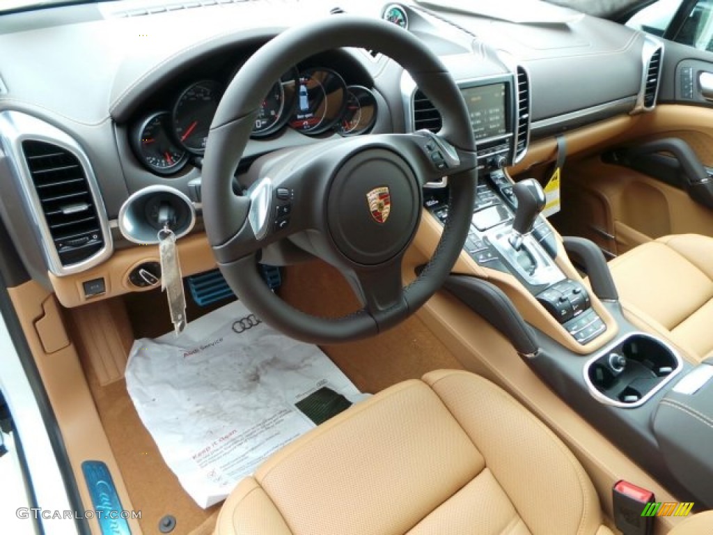 Espresso/Cognac Natural Leather Interior 2014 Porsche Cayenne Turbo S Photo #91211002