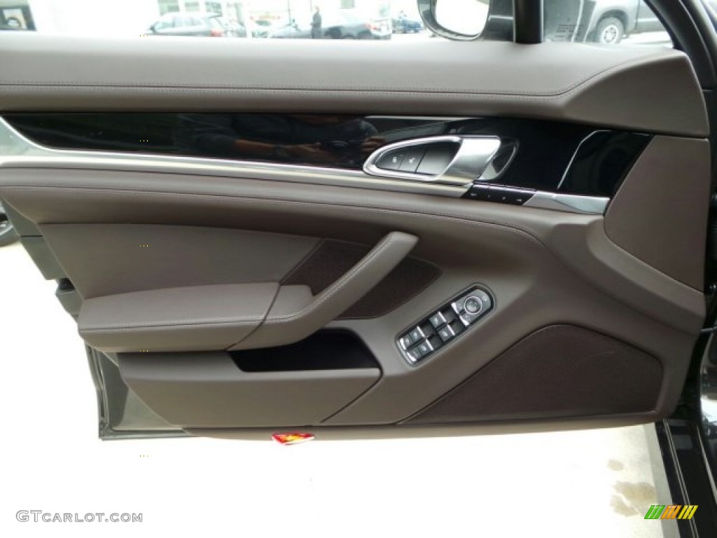 2014 Porsche Panamera 4S Executive Espresso Natural Leather Door Panel Photo #91211293