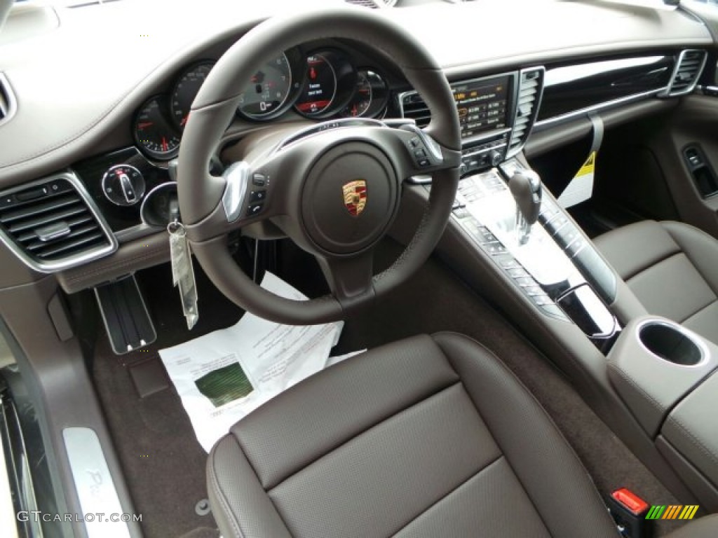Espresso Natural Leather Interior 2014 Porsche Panamera 4S Executive Photo #91211314