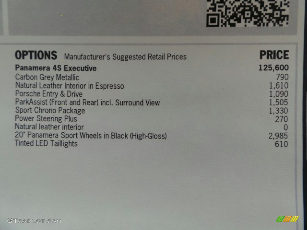 2014 Porsche Panamera 4S Executive Window Sticker Photo #91211542