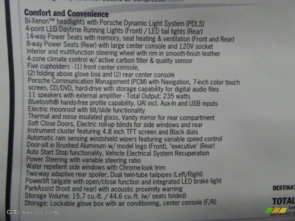 2014 Porsche Panamera 4S Executive Window Sticker Photos