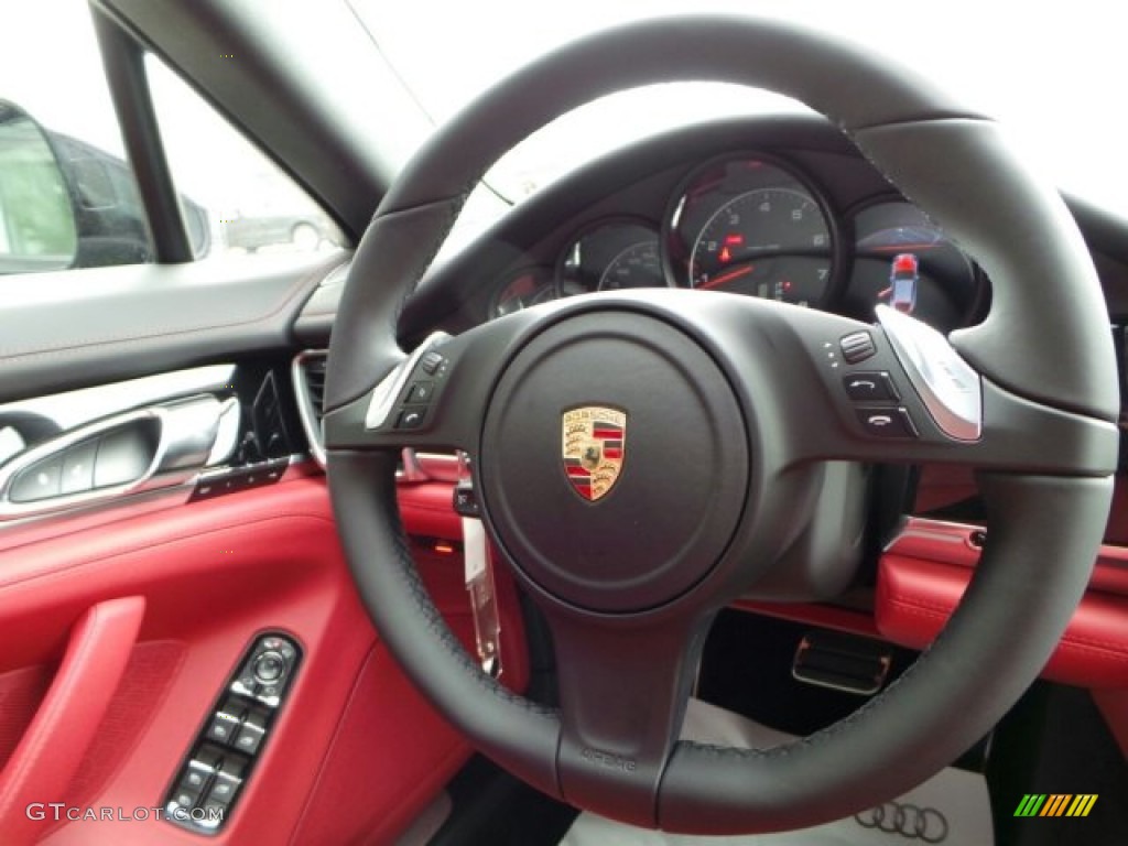 2014 Porsche Panamera Standard Panamera Model Black/Carrera Red Steering Wheel Photo #91211956