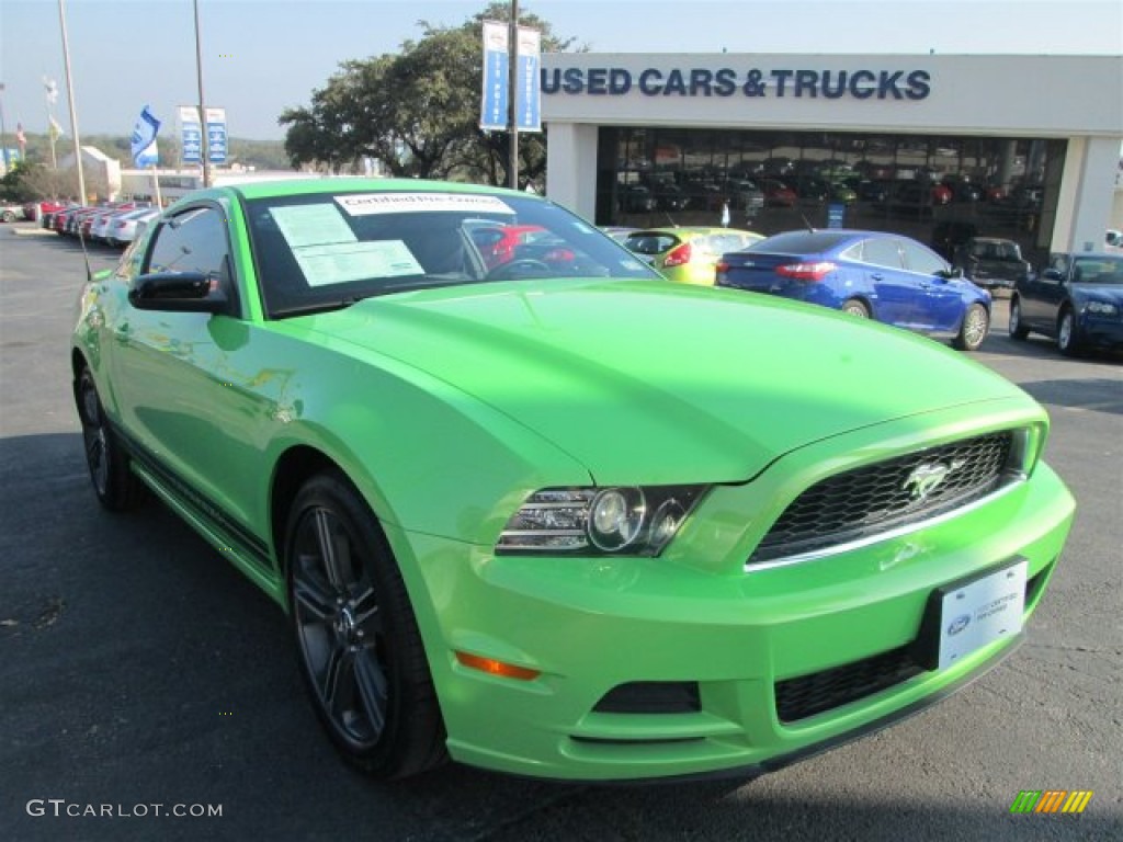 2013 Mustang V6 Premium Coupe - Gotta Have It Green / Charcoal Black photo #1