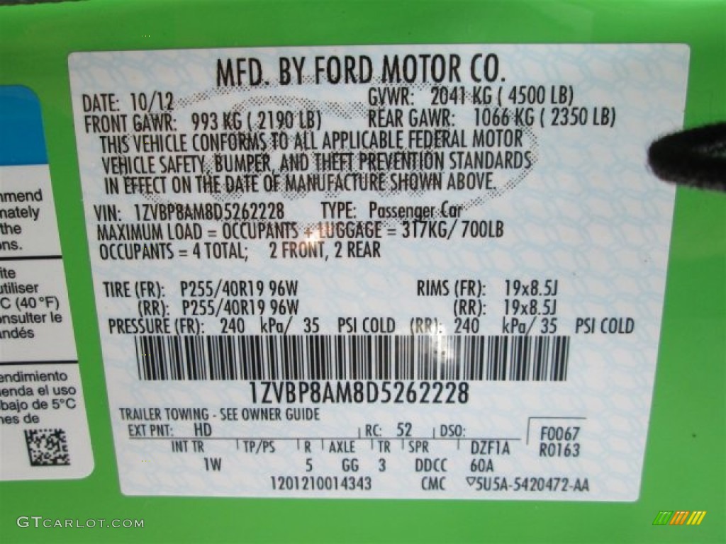 2013 Mustang V6 Premium Coupe - Gotta Have It Green / Charcoal Black photo #13