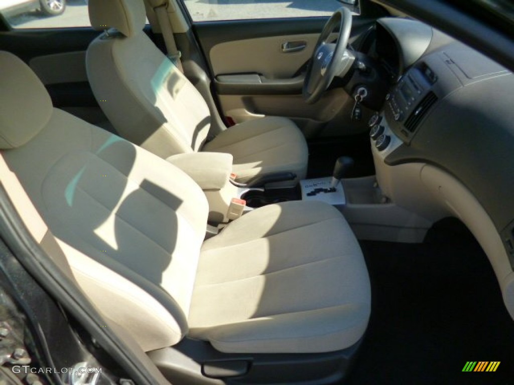 2009 Elantra GLS Sedan - Black Pearl / Beige photo #10
