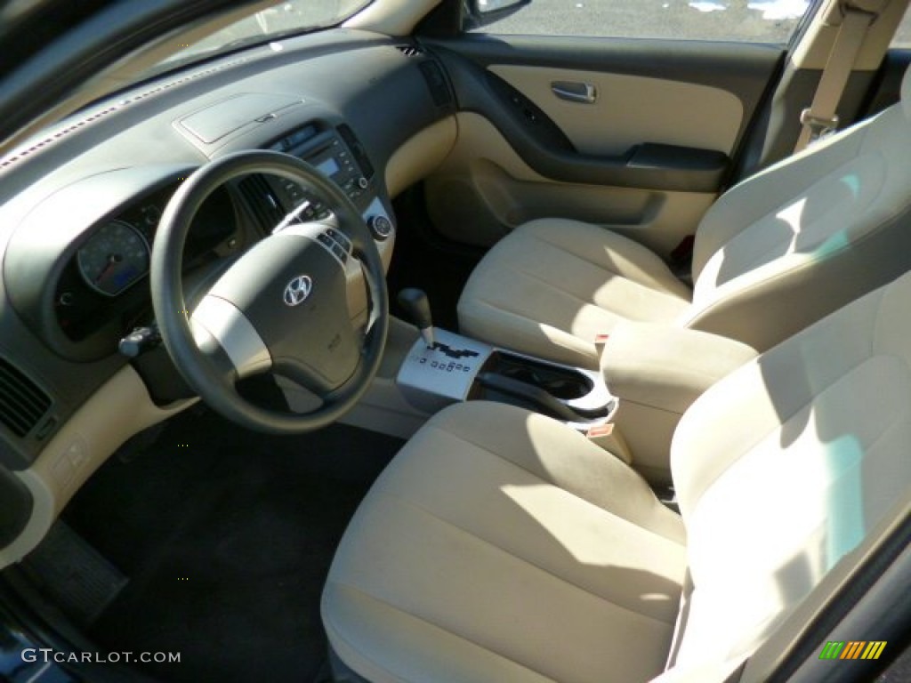 2009 Elantra GLS Sedan - Black Pearl / Beige photo #16