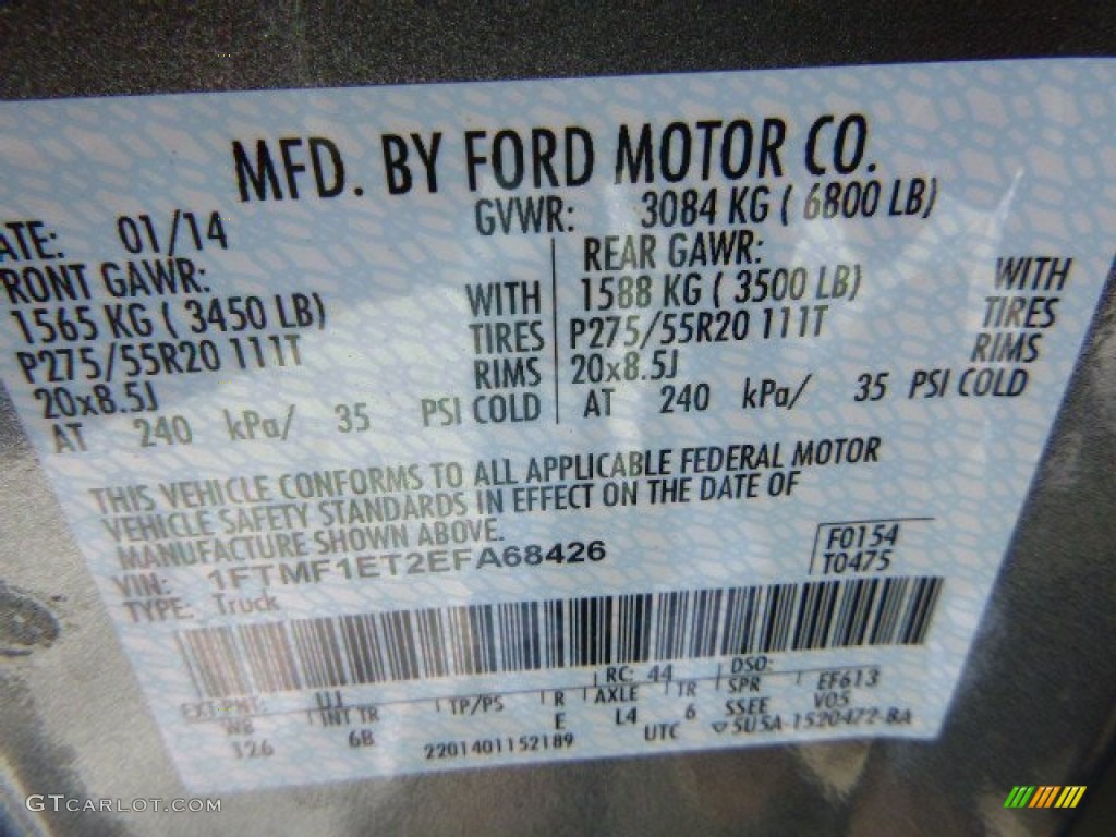 2014 F150 Color Code UJ for Sterling Grey Photo #91224196