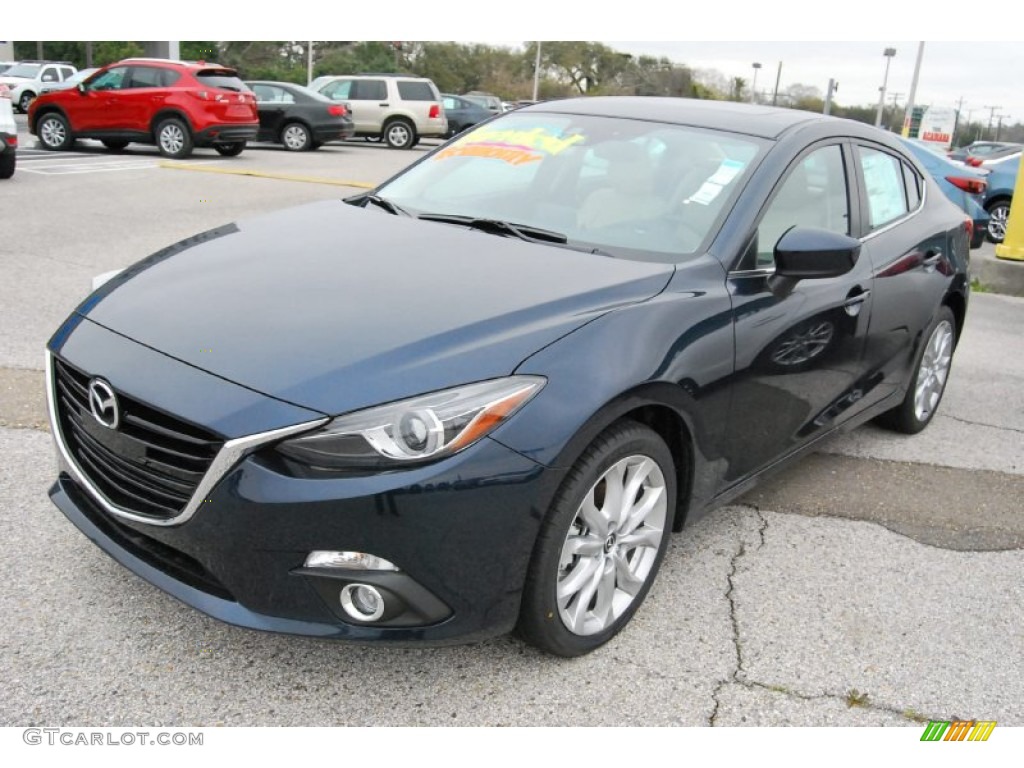 2014 MAZDA3 s Grand Touring 4 Door - Deep Crystal Blue Mica / Almond Leather photo #1