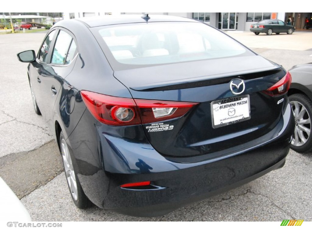 2014 MAZDA3 s Grand Touring 4 Door - Deep Crystal Blue Mica / Almond Leather photo #3