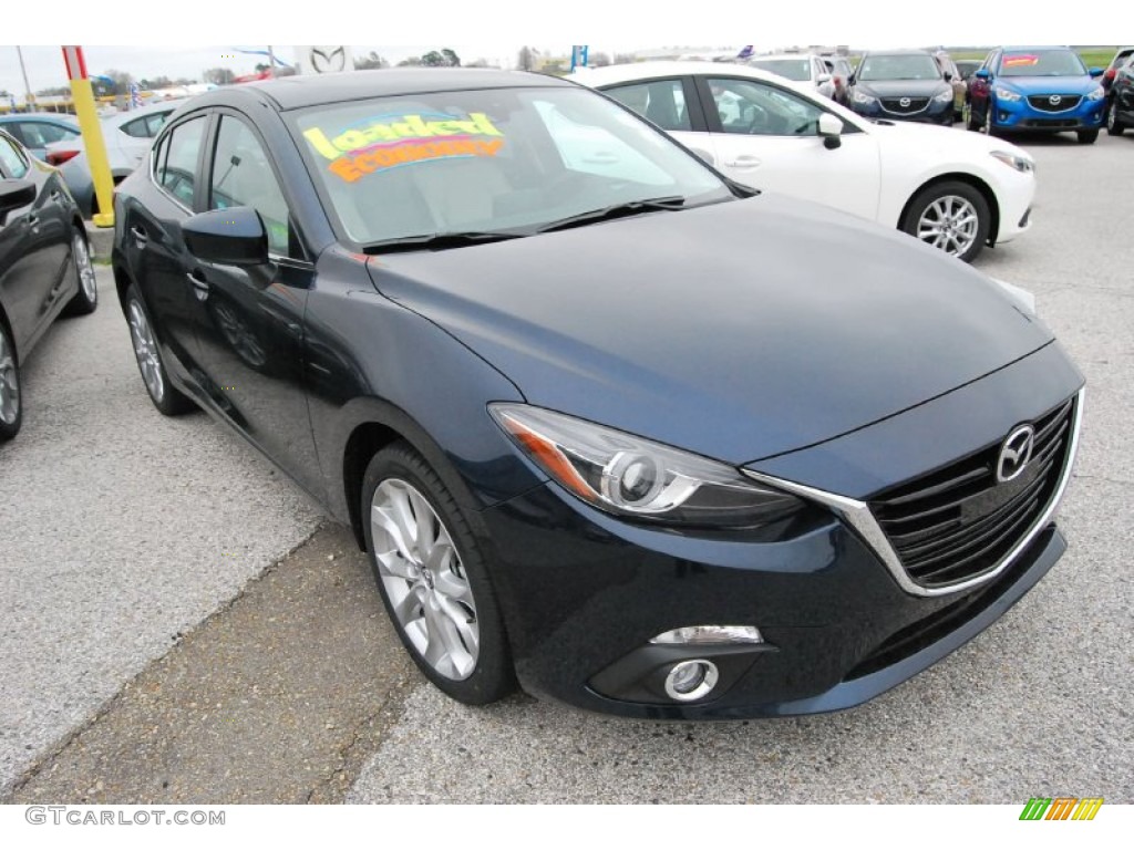 2014 MAZDA3 s Grand Touring 4 Door - Deep Crystal Blue Mica / Almond Leather photo #5
