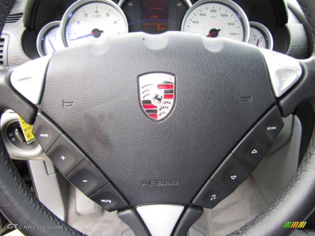 2006 Porsche Cayenne S Titanium Black/Steel Grey Steering Wheel Photo #91228756
